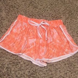 Orange tye-dye shorts